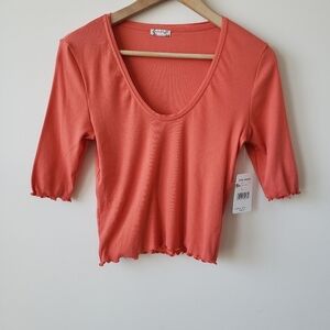 Free People Coral Short Sleeve Tee